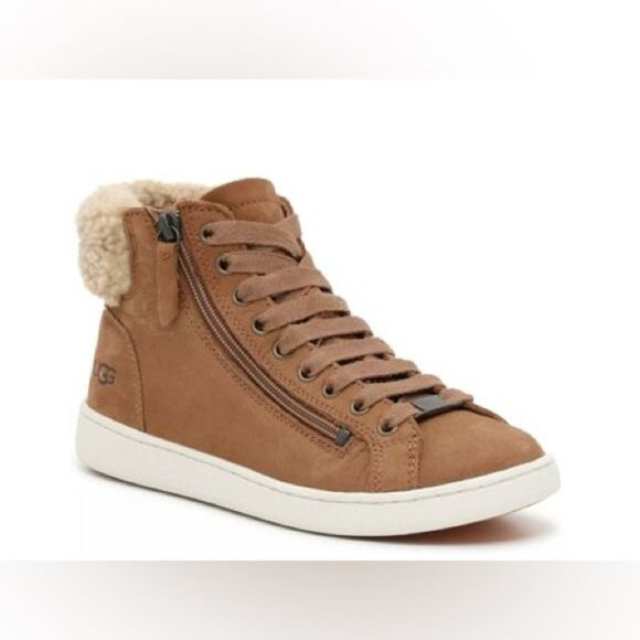 NWOB UGG Olive High-Top Sneaker Tan Size 8 - Picture 1 of 16